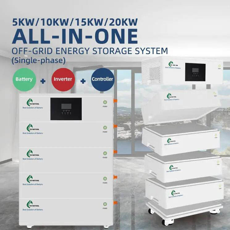 Outre de la grille 5 à la batterie au lithium 20kWh rechargeable 400ah tout dans une installation de batterie solaire