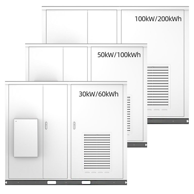 Armoire de stockage d'énergie portable de 60 kWh à 200 kWh pour une utilisation en extérieur industrielle de grande capacité